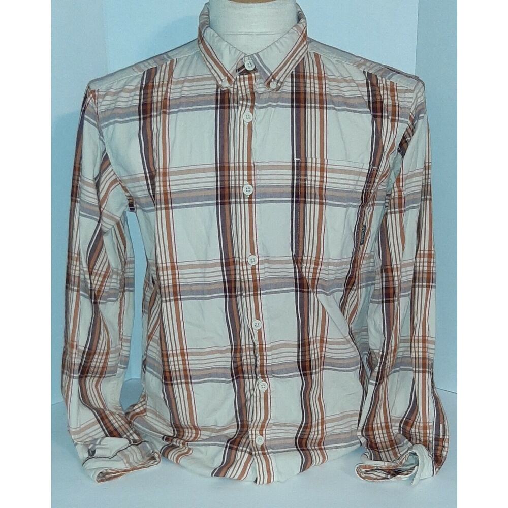 Columbia Men's Plaid Long Sleeve Light Weight Cotton Shirt Large